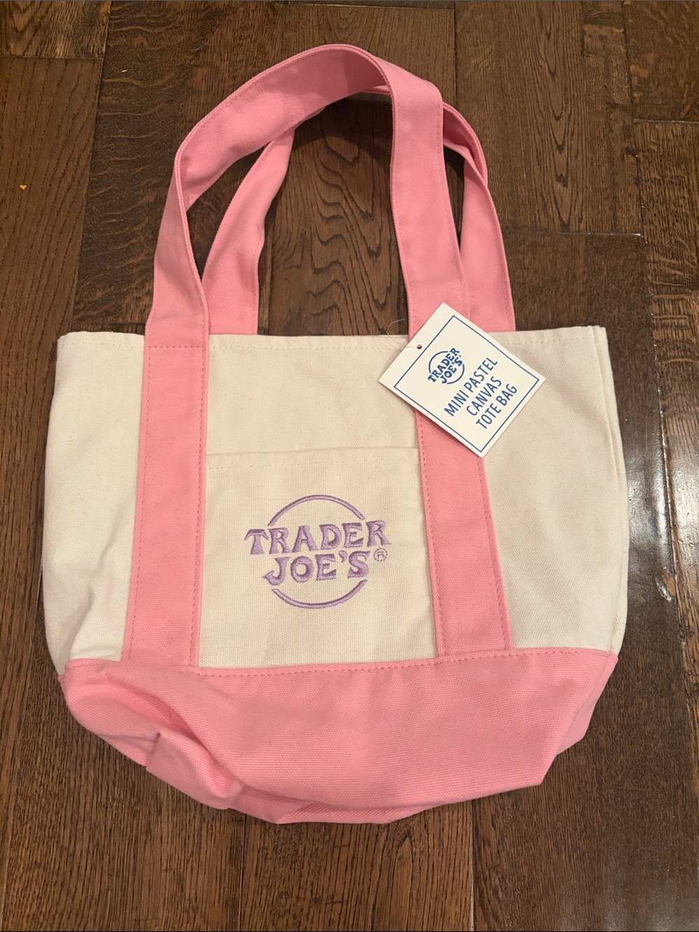 Trader Joe’s Mini Pastel Canvas Tote Bag / pink